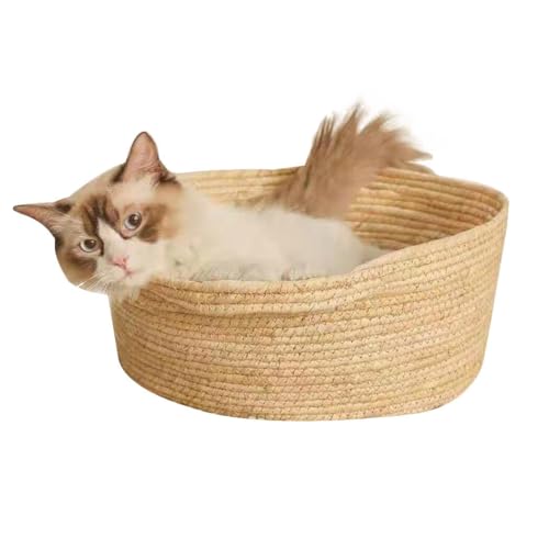 Chewtoyo Cama de ninho redonda à prova de arranhões para gatos – Cama de dormir respirável para anim