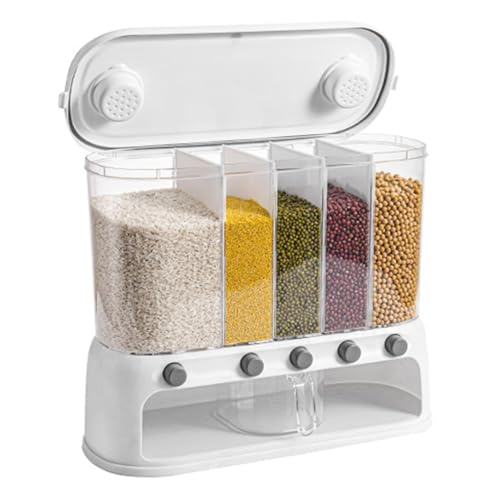 Conservazione di contenitori per cereali - Contenitore per riso da 20 kg | Distributore di cibo secco, secchio di riso a grano con scomparti multipli, secchio di riso a griglia, accessori da cucina
