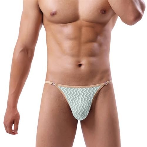Men's Sexy Thin Lace Transparent Thong Hollowed T-back Briefs Underwear