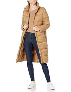 Amazon Essentials Damen Cocoon Puffer Wintermantel, leicht, wasserabweisend, lang, Camel, Größe XL