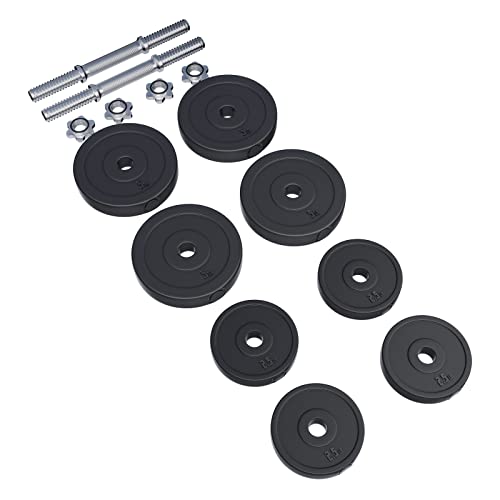 Gorilla Sports® Dumbbells - 40 Lb / 60 Lb Total Weight, Pair, Spinlock Collars, Anti-Slip Handle, Plastic Coated, Black - Hand Weights Set, Adjustable Weights, Strength Training, Workout, Home Gym #TOP5