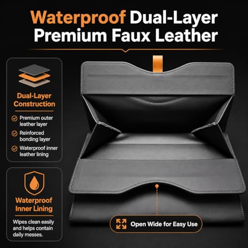 Image of COZILO Leather Car Trash Can, Leak-Proof Odor-Lock Car Garbage Can with 60 Liners, Magnetic Closure, Liner-Hold Design, Storage Pocket & Metal Hooks, Hanging Car Trash Bin for SUV Sedan Truck
