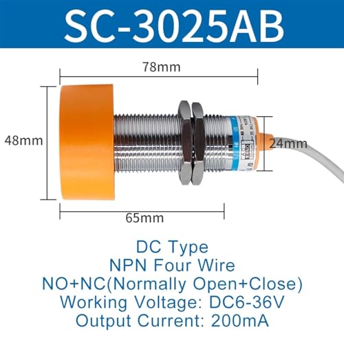Capteur de proximité inductif NPN SC-3020A NO 24V DC détection 20mm M40 - 2