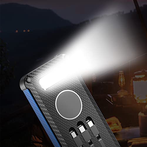 Cargador Solar 10000/20000mAh Banco de energía Solar portátil Cargador inalámbrico Incorporado de 3 Cables con Linterna LED Batería Externa Cargador de teléfono Solar Impermeable para Viaje