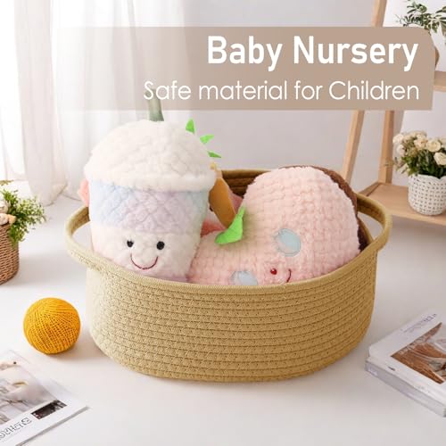 Image of JMvicyroam Small Woven Basket, Empty Gift Basket, Jute /3 Pack | Small Gift Basket, Cotton Rope, 12 x 8 x 35 in, Handles, Includes Ribbon and Bag, Birthday Gift Basket