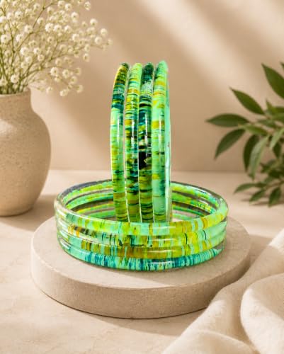 Image of NMII Premium Glass Bangle Set for Women | Multicolor Designer Kangan | Fancy Kanch ki Chudiya | 3D Transparent Chudi Set | Wedding & Festive Occasions Bangles