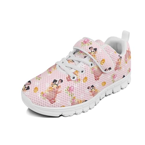 Kids Sneakers Cute Animals Print Sports Shoes for Girls Athletic Shoes Mesh Walking Shoes Non Slip Tennis Pop Shoes Single Buckle Sneakers