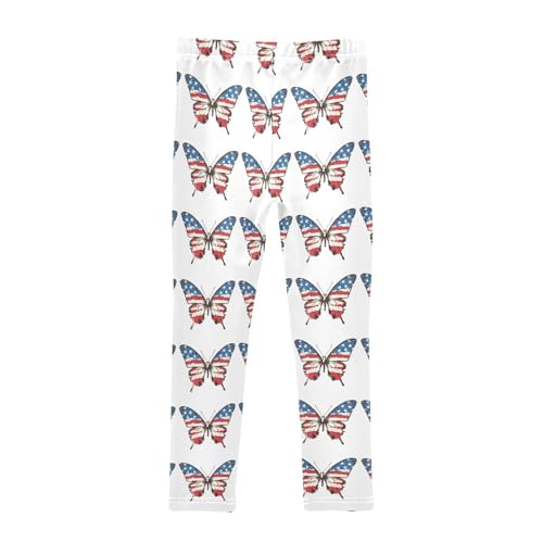 Butterfly 4th of July USA Flag Stars Girls Casual Leggings for Kids Printed Long Pant Bottoms Stretch and Soft2