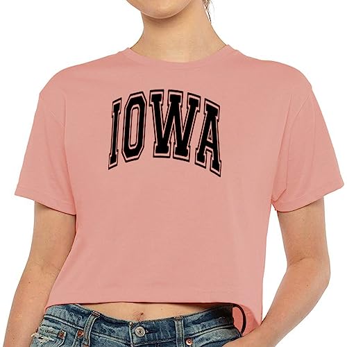 TeesAndTankYou Arch Iowa Crop Tee Shirt Women's2
