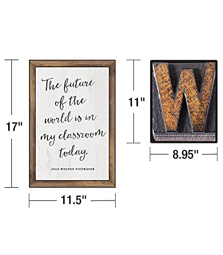 Schoolgirl Style Rustic Welcome Bulletin Board Set—Farmhouse Welcome Sign Letters, Industrial Chic Posters with Inspirational Quotes, Farmhouse Decor (11 pc) - Thumbnail 3
