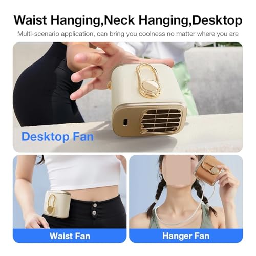 Ventilador de cintura portátil USB con 3 velocidades para refrescarte al aire libre 5