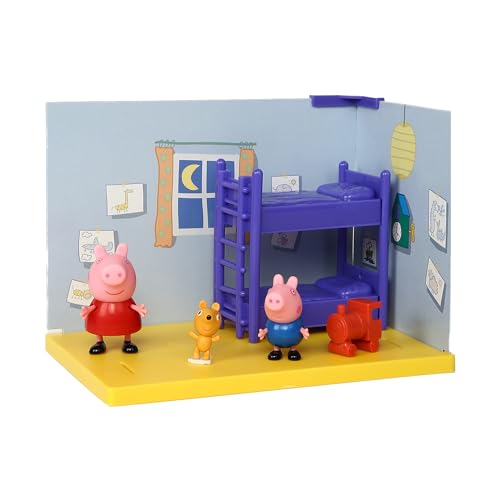 Peppa Pig Bedroom Themed Preschool Toy and George, Includes 2 Poseable Figures, Bedroom Accessories and Scene Cards, for Girls and Boys Ages 3 Birthda