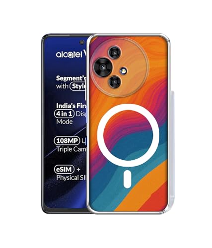Image of Case Cover for Alcatel V3 Ultra 5G Sunset Spectrum Waves Magnetic Ring Design (Not Magnetic Compatible) | UV Printed Soft TPU Shockproof Back Case for Alcatel V3 Ultra 5G