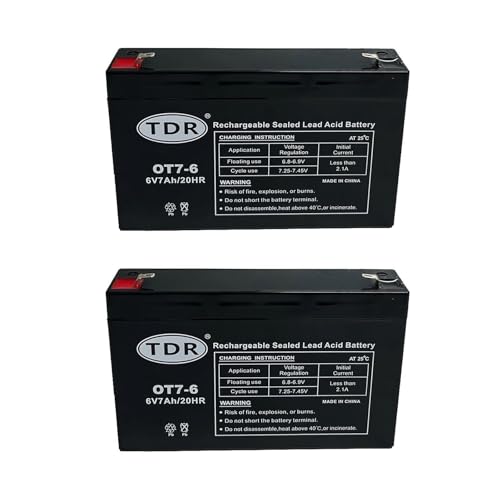 TDRMOTO 2pcs BATTERY OT7-6 6V 7AH AGM Deep Cycle Sealed Lead Acid SLA GEL AGM BATTERY for s, golf carts, dust collectors, mowers