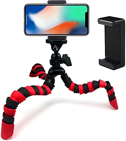 Acuvar 12" Inch Flexible Camera Tripod with Wrapable Disc Legs & Quick Release Plate + Universal Smartphone Mount for All Smartphones