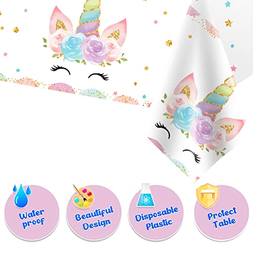 Daiuni BTC-UNICORN-3PCS Unicorns Party Tablecloths For Birthday Party Decoration thumb #2