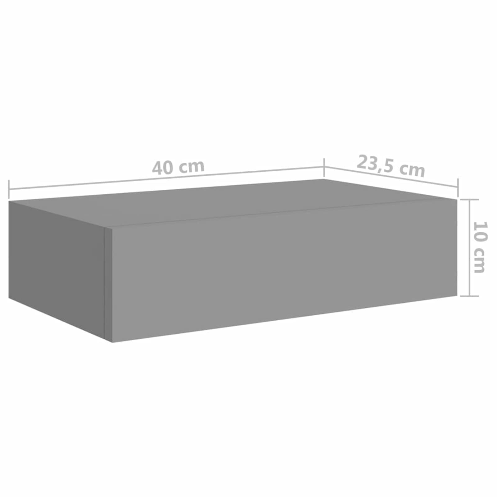 Gecheer Estante de Pared con Cajón,Estante Estantería para la Sala,Baldas flotantes,Armario Suspendido, Estanteria para Trasteros, Estante con cajón de Pared MDF Gris 40x23,5x10 cm