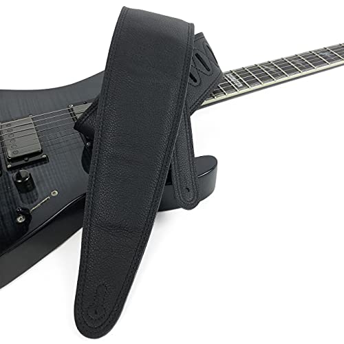 Perri’s Leathers Ltd. - Guitar Strap - Leather - Padded - Black - Adjustable - For Acoustic / Bass / Electric Guitars - Made In Canada (Bm35Pd-7133) #TOP3