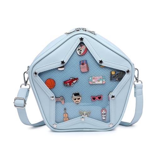 Image of Star PU Ita Crossbody Y2K Aesthetic Clear Pin Window Kawaii Anime Purse | Star Design For Cosplay, Meetups & Daily Y2K Outfits