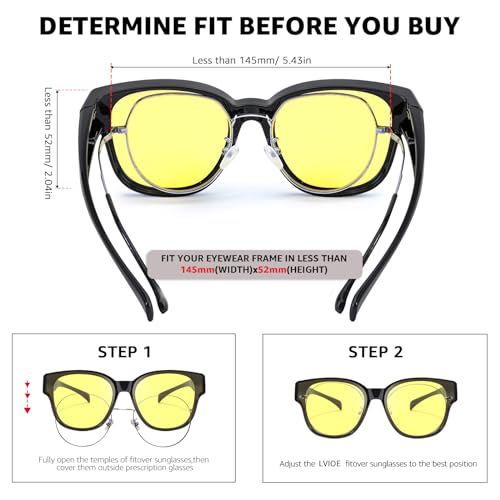 LVIOE Night Driving Glasses for Women Men Fit Over Night Vision Glasses Anti Glare Polarized Wraparound Eyewear N30913