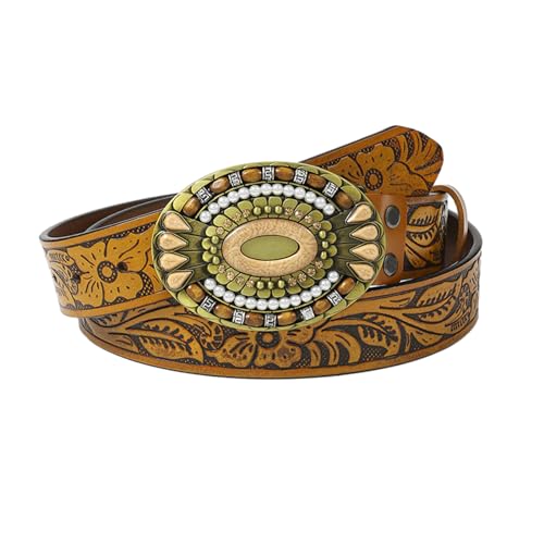Ceinture de taille rétro à grande boucle fleurie style cowboy pour cowgirl