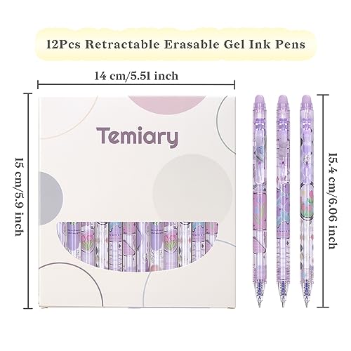 Temiary 12 bolígrafos gel borrables punta 0.5 mm miniatura 2