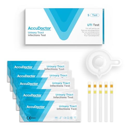 5 Accudoctor Test de Strisce Reattive Urinarie - 4 Indicatori Nitrito Proteina Leucociti Sangue -...
