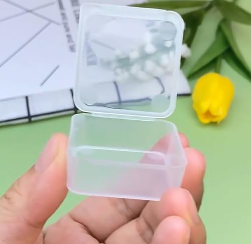 Image of Square Mini Plastic Storage Containers (1.54 x 1.54 x 0.63 inch), 12 Pack Rectangle Clear Craft Supply Case with Lids,Square Bead Organizers for Beads, Earplugs, Pins, Small Items etc