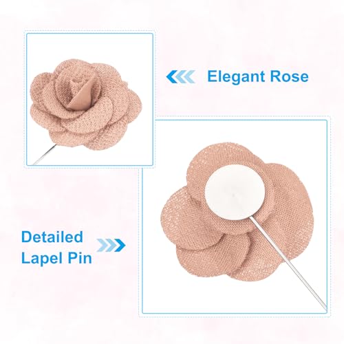 Image of PATIKIL Flower Boutonnieres Pin, Handmade Camellia Lapel Pin for Men Women Suit Wedding Graduation Anniversary Brooch Outfit Accessories