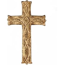 Hosley Hand-Carved Wooden Cross 8 Inch Rustic Faith Wall Decor | Christian Gift, Prayer Room, Home Blessing, Wedding & Baptism Keepsake