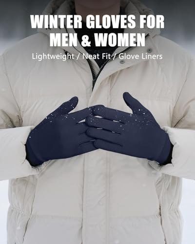 Image of Aegend Lightweight Winter Gloves for Men Women, Warm Running Gloves Touchscreen Thermal Glove Liners for Cold Weather Driving, Cycling & Hiking, Non-Slip, Elastic Cuff, Stretchy, Durable