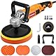 HYCHIKA Poliermaschine Auto 1580W, Auto Politur Set, Autopoliermaschine, Polishing Machine mit Variable 6-Gang-Kontrolle, Motor aus reinem Kupfer, mit 180mm Polierpad, Polierset für Boot KFZ