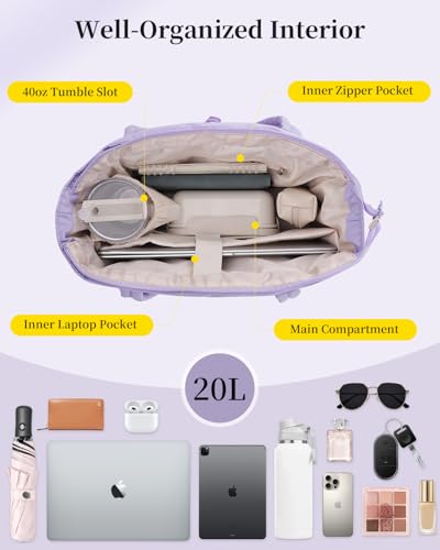 Image of Puffer Tote Bag for Women Handbag Nurse Bag with Cup Holder & Laptop Compartment & Trolley Sleeve for Work Travel