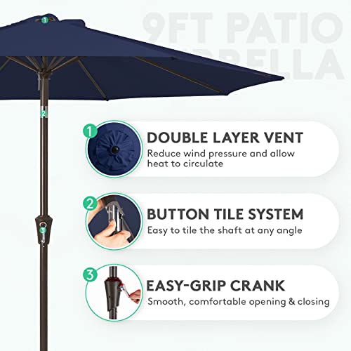 Image of JEAREY 9FT Outdoor Patio Umbrella, Market Umbrella, Navy
