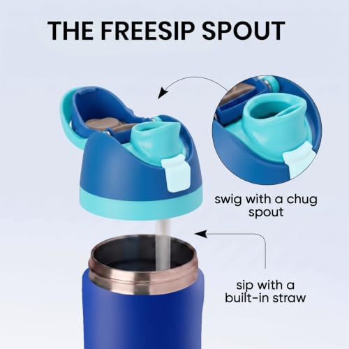 Image of House of Quirk Sippease Stainless Steel Water Bottle with Straw for Sports and Travel BPA-Free 950ML (Blue)