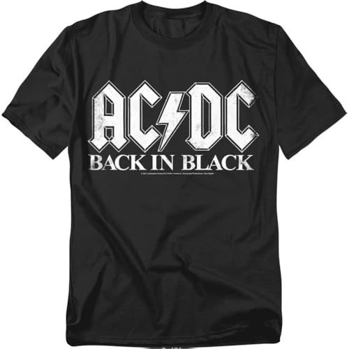Popfunk Classic AC/DC Back in Black Mens Short Sleeve Graphic T-Shirt