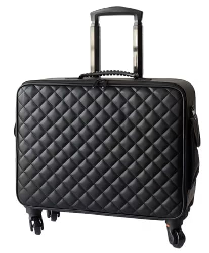 Image of Adson Multifunctional Professional Beauty Makeup Artist Rolling Cosmetic Aluminium Vanity Trolley Beauty Train case Makeup Cosmetic Trolley Hairstylist Travel Organizer (Cool Black)