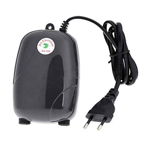 Yakamoz 5W Portable Aquarium Pompe à Air d'Oxygène Hydroponique Aquarium Aérateur Oxygen Pompe Réservoir de Poissons avec 2 Sortie d'air pour Small Fish Tank Noir Cover