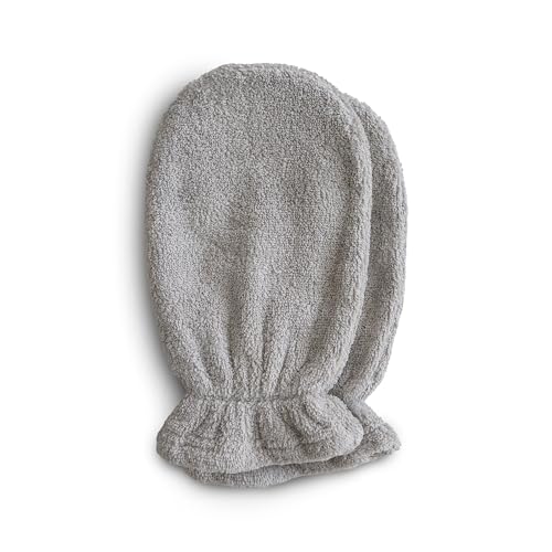mushie Baby Bath Mitt | Organic Cotton | Pack of 2 (Gray)