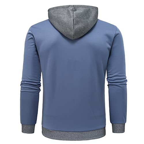 Image of YuKaiChen Men's Hooded Jacket Slim Fit Double Zipper Turtleneck Fleece Hoodie Outerwear