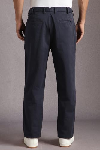 Image of Louis Philippe Men's Mid Rise Overdyed Baggy Fit Pleated Chinos with Stretch