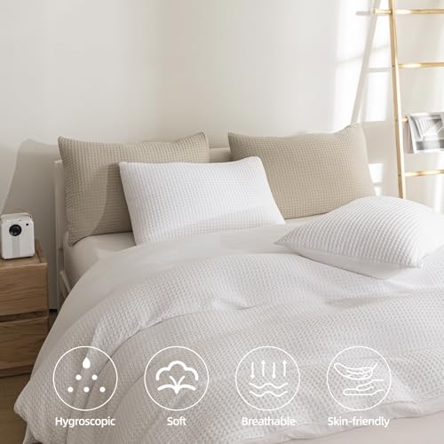Jessrydo Waffle Duvet Cover Queen Size Soft Breathable Cooling Luxury 3 Pcs Waffle Bedding Set With 1 Waffle Weave Duvet Cover And 2 Pillowcases thumb #4