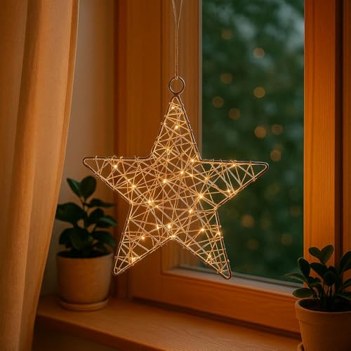 Ideen mit Herz -Stern aus Draht | umwickelt mit LED -Lichterkette |...