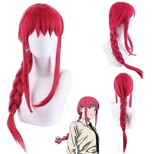 Makima Cosplay Peluca, Makima Cosplay Wig, Makima Cosplay Peluca Twist Braid Wig con Coletas Dobles para Fiesta de Halloween, Carnaval, Cosplay Party ( Longitud 90cm )