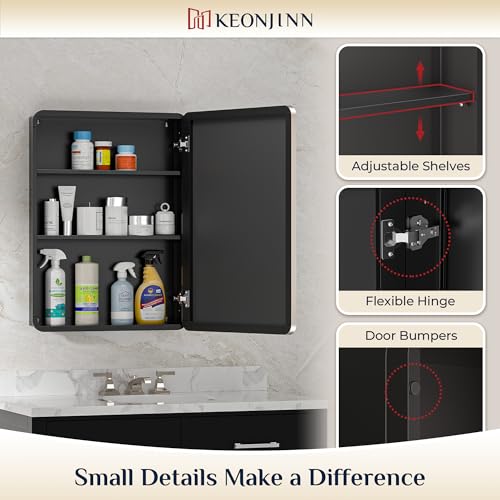 Keonjinn 20 x 26 Inch Brushed Nickel Recessed Medicine Cabinets, DTC Hinges by Keonjinn - Used condition - Image 7