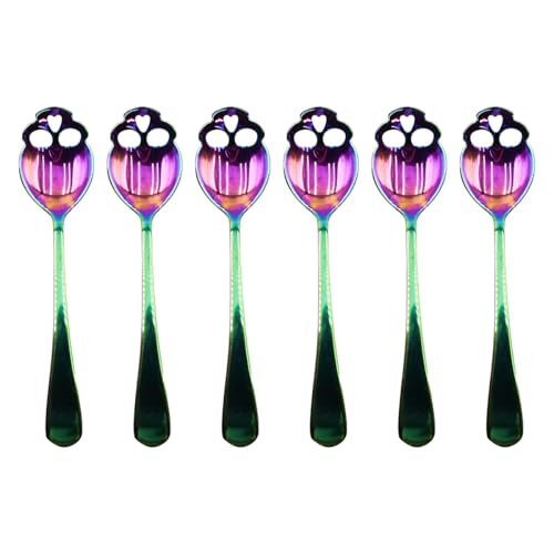 Voyoo Cuillères à sucre crâne en acier inoxydable 6 pièces - cuillères à mélanger gothiques pour le café et la cuisine