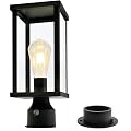 Hulitnag Dusk to Dawn Outdoor Post Lights, Outside Post Light Fixture Waterproof, Post Lights Outdoor with Pier Mount Base for Garden, Patio,Yard, Pathway.?Black-1 Pack?