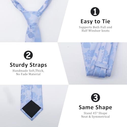 Image of Mantieqingway Floral Ties for Men, 3pcs /set Neck Tie Pocket Square Holder Set for Wedding Business Prom Party Usual