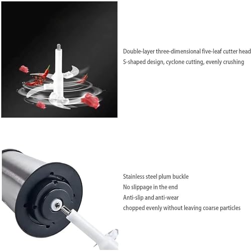 Image of 2L Electric Meat Grinder with Handle | 300W Powerful Meat Mincer & Food Chopper | Stainless Steel Bowl | 4D Sharp Blades | Dual Speed | Multi-Purpose Kitchen Chopper for Meat, Vegetables & Spices