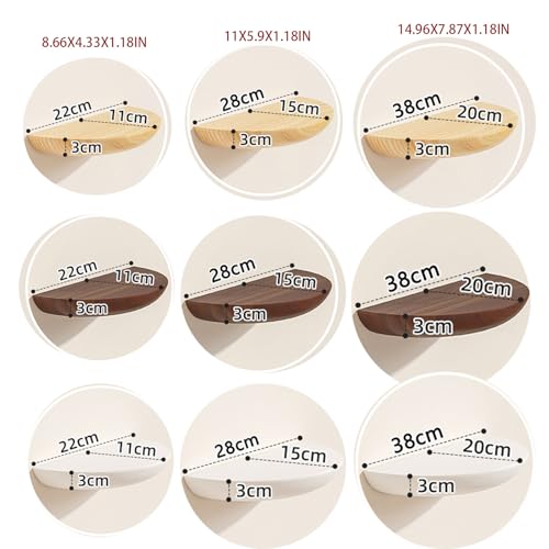 Jaxuzegs Flotantes Baldas para Esquina Madera Maciza con Extremos Redondos 22-38cm 3 Colores 3 tamaños Estante Esquinero para Baño Cocina Dormitorio Salón,Blanca,22x11x3cm - imagen 6